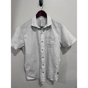 KUHL Men's Short Sleeve Button Down Gray Striped Casual Outdoor Hiking Medium